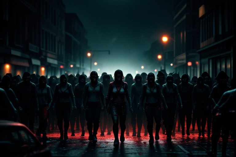 Zombie: the horde on the empty street